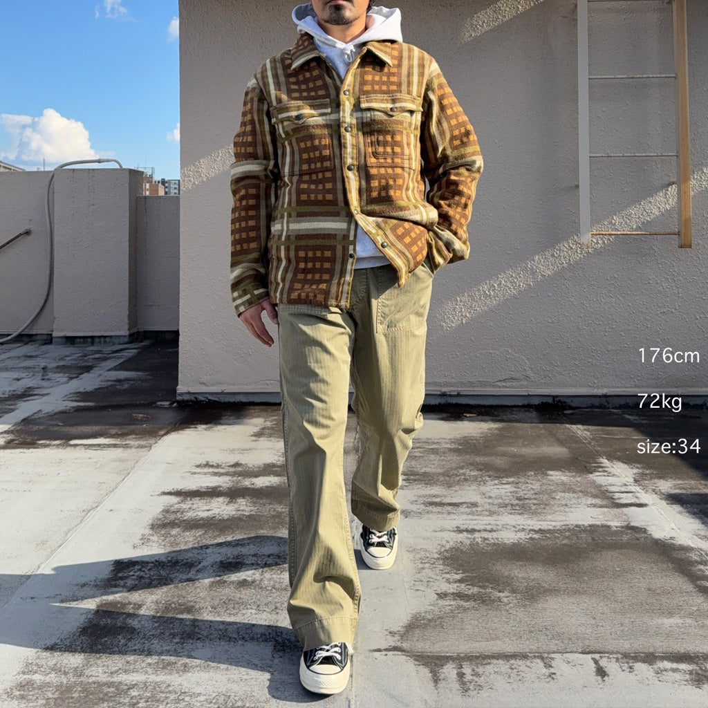 Double RL : COTTON HERRINGBONE PANT (GREEN)
