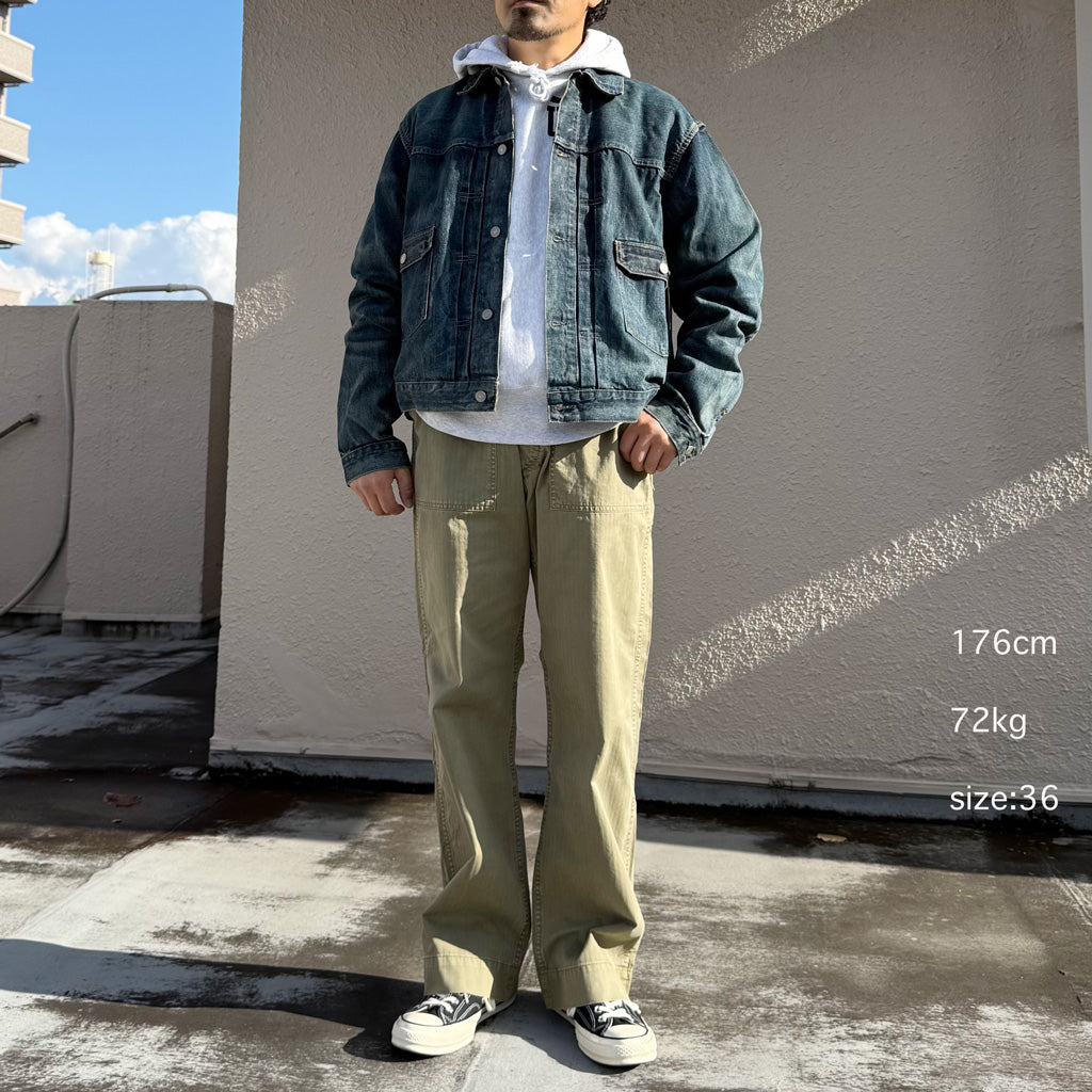 Double RL : COTTON HERRINGBONE PANT (GREEN)