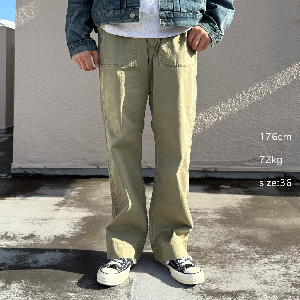 Double RL : COTTON HERRINGBONE PANT (GREEN)