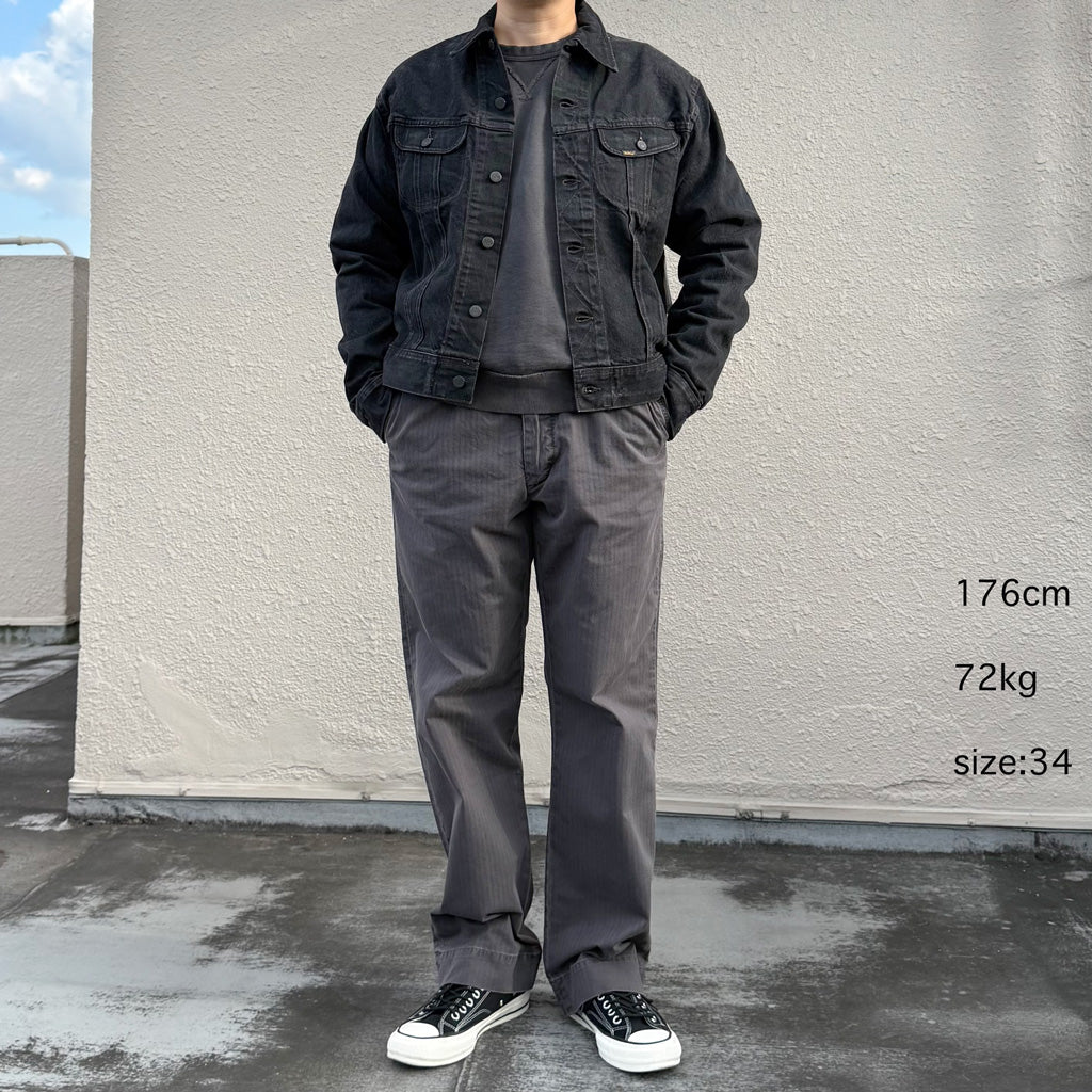 Double RL : GARMENT DYE HERRINGBONE  FIELD PANT (BLACK)