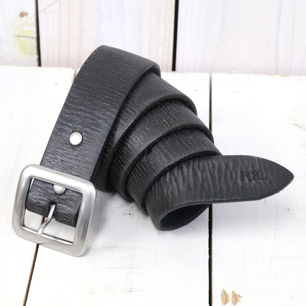 Double RL : HAND-BURNISHED LEATHER BELT (VINTAGE BLACK)
