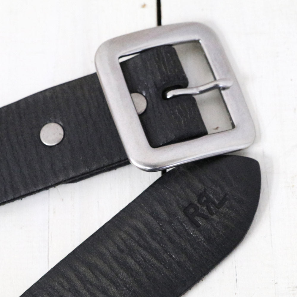 Double RL : HAND-BURNISHED LEATHER BELT (VINTAGE BLACK)