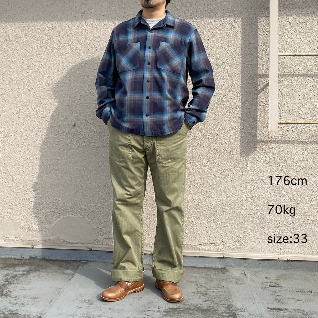 Double RL : COTTON HERRINGBONE PANT (GREEN)