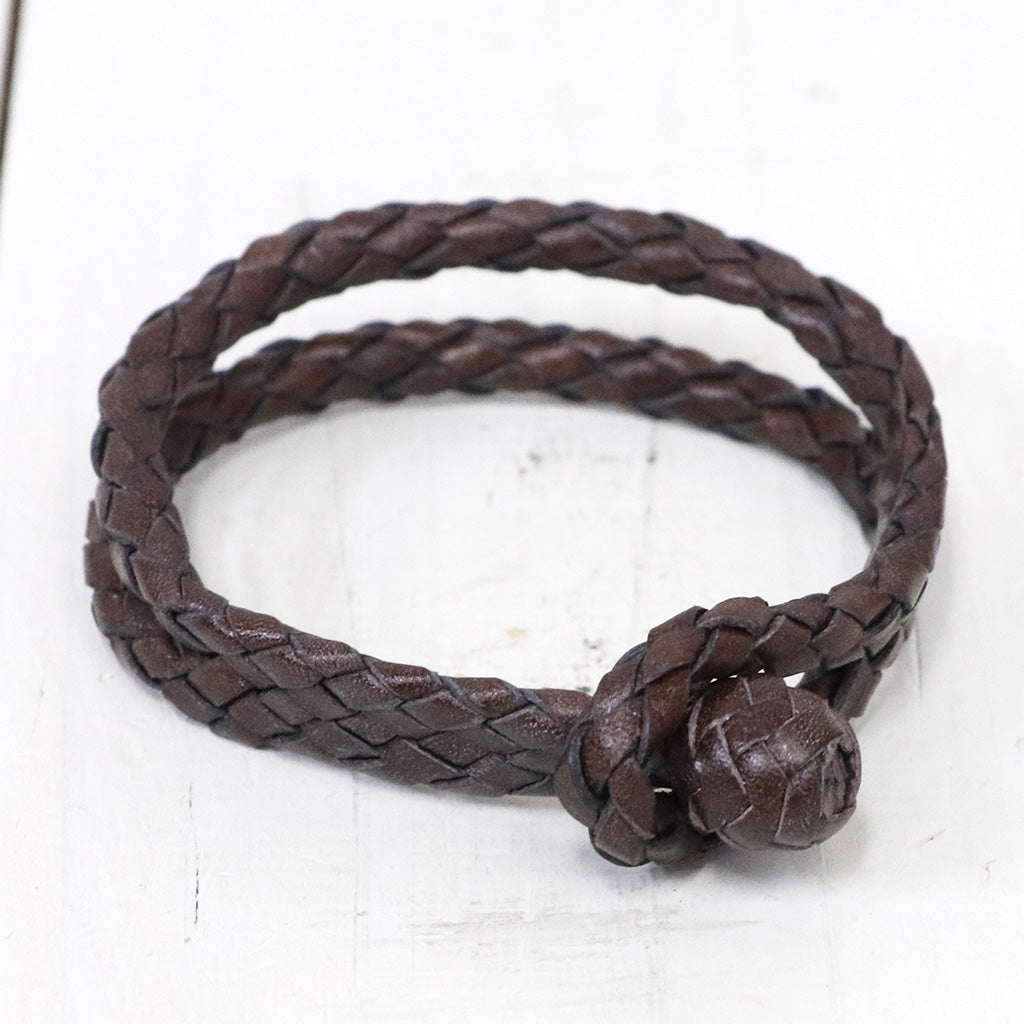 Double RL『LEATHER BRAIDED CUFF』(BROWN)