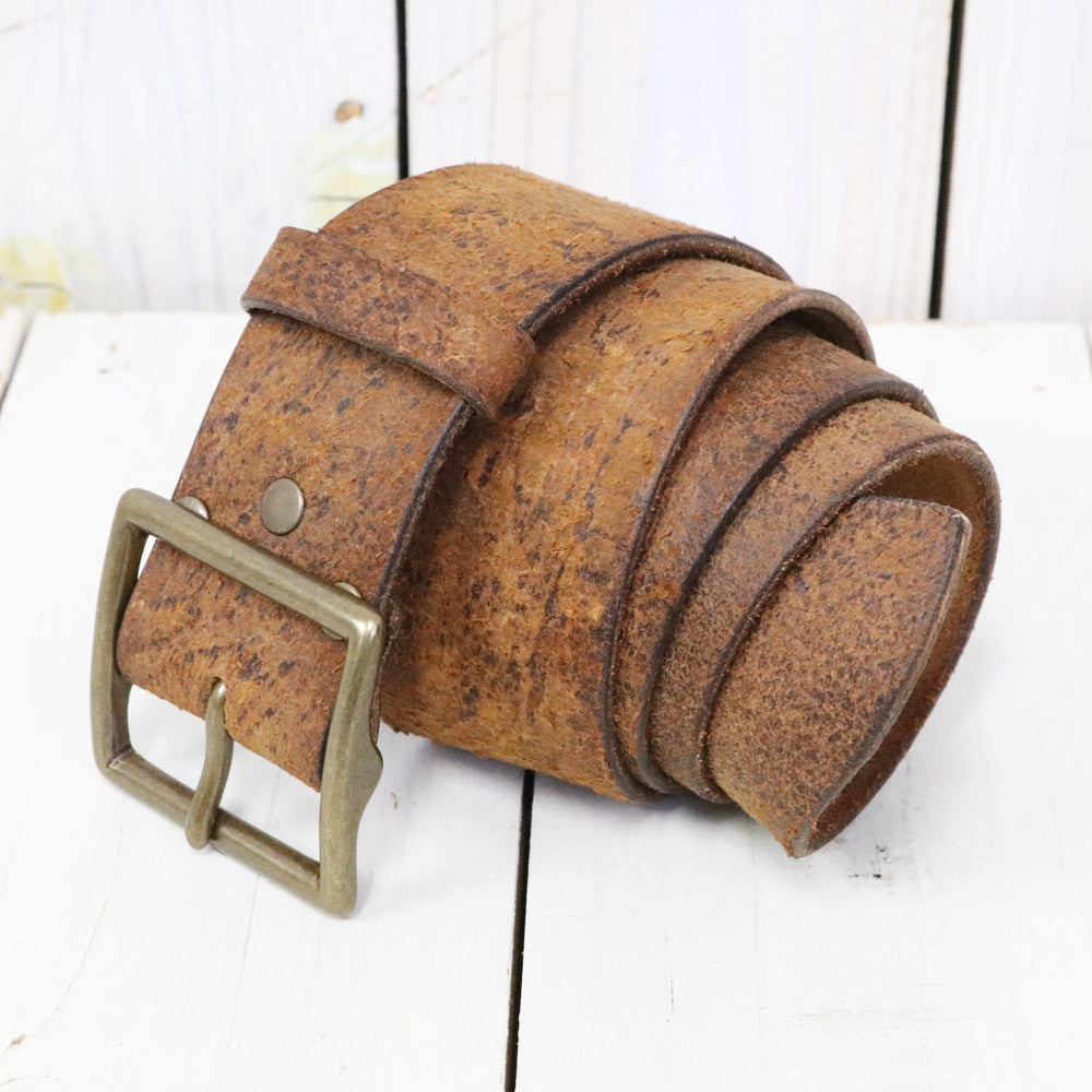 Double RL : DISTRESSED LEATHER BELT (DISTRESSED TAN)