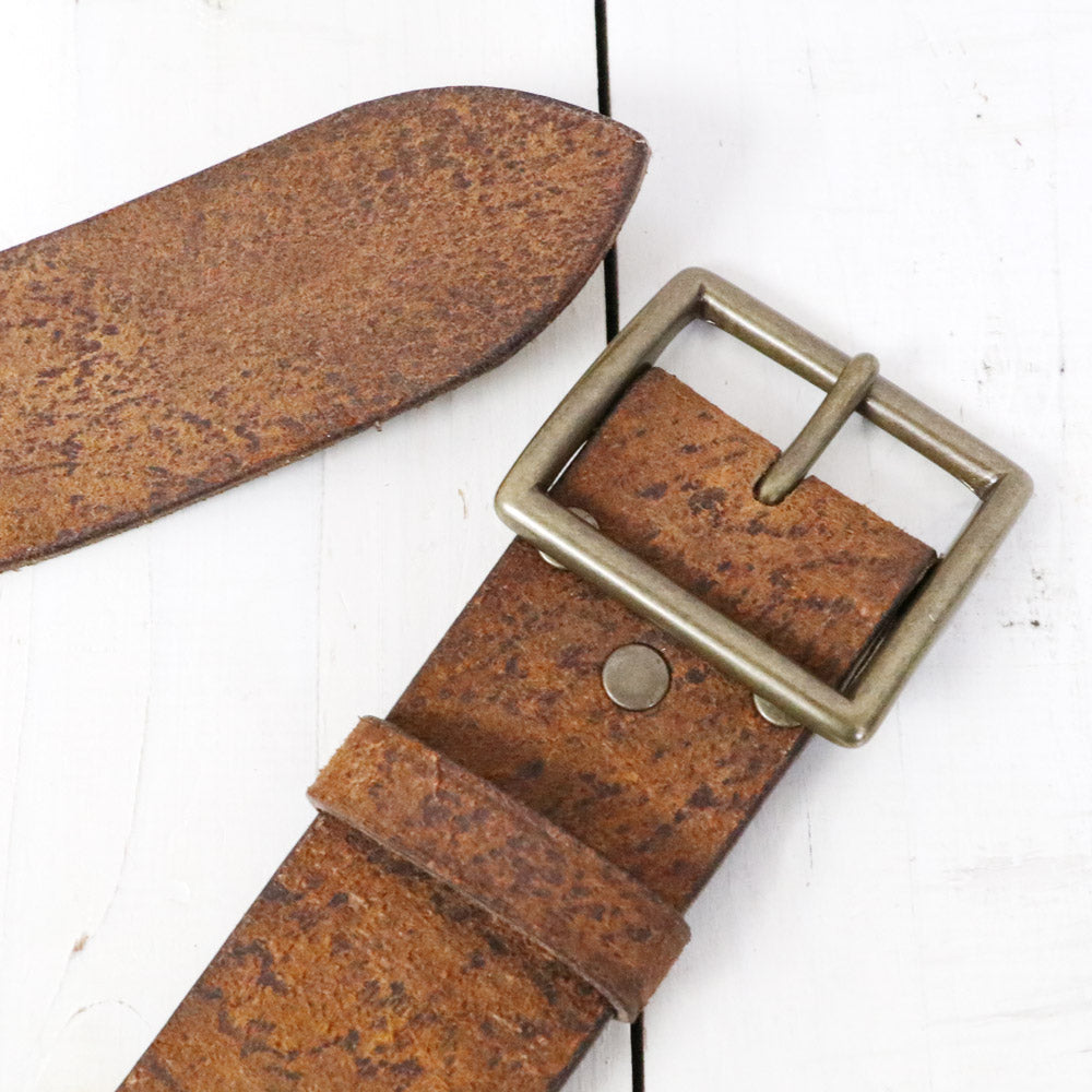 Double RL : DISTRESSED LEATHER BELT (DISTRESSED TAN)