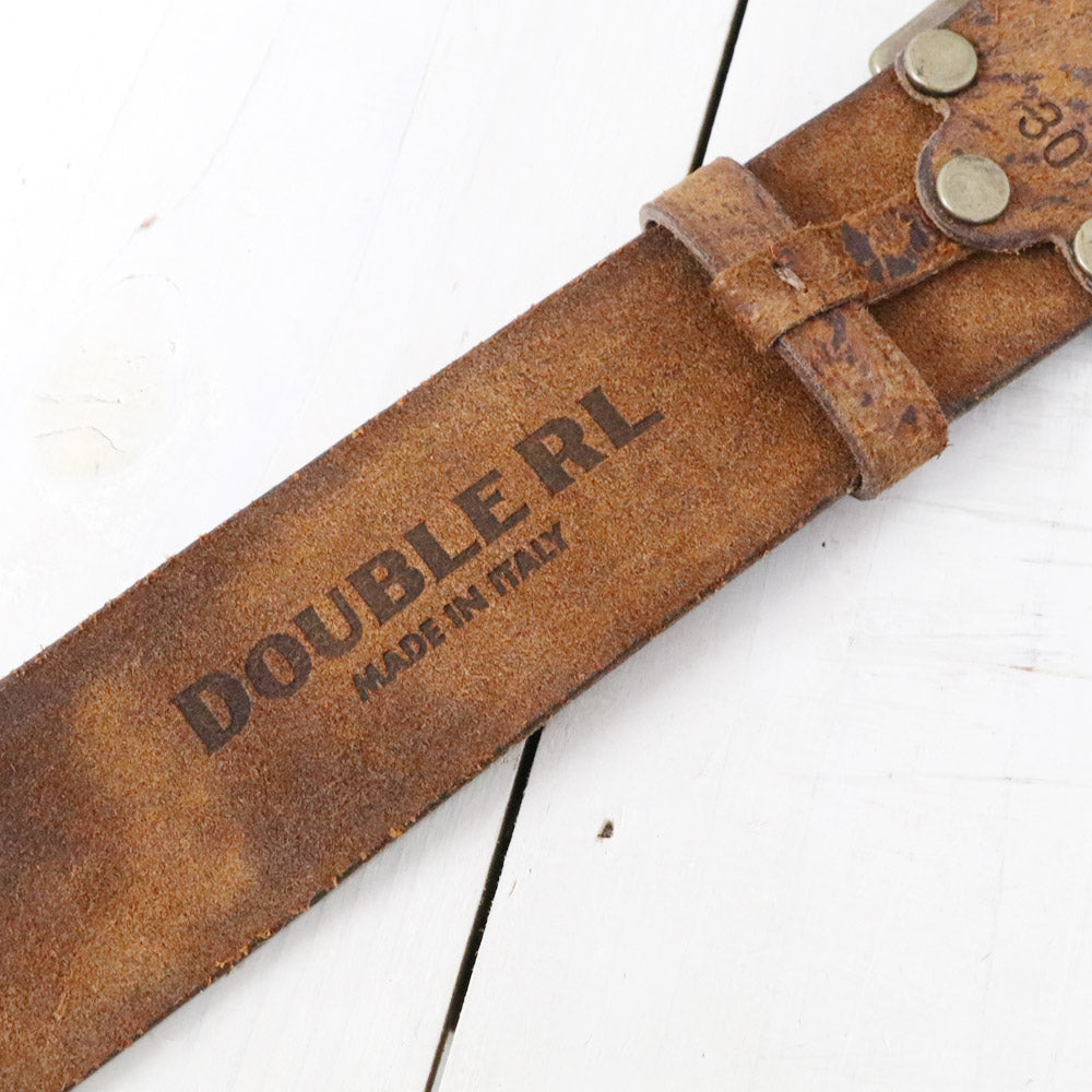 Double RL : DISTRESSED LEATHER BELT (DISTRESSED TAN)