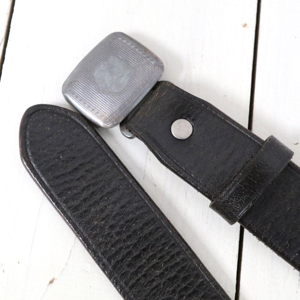 Double RL : VINCENNES LEATHER BELT (VINTAGE BLACK)