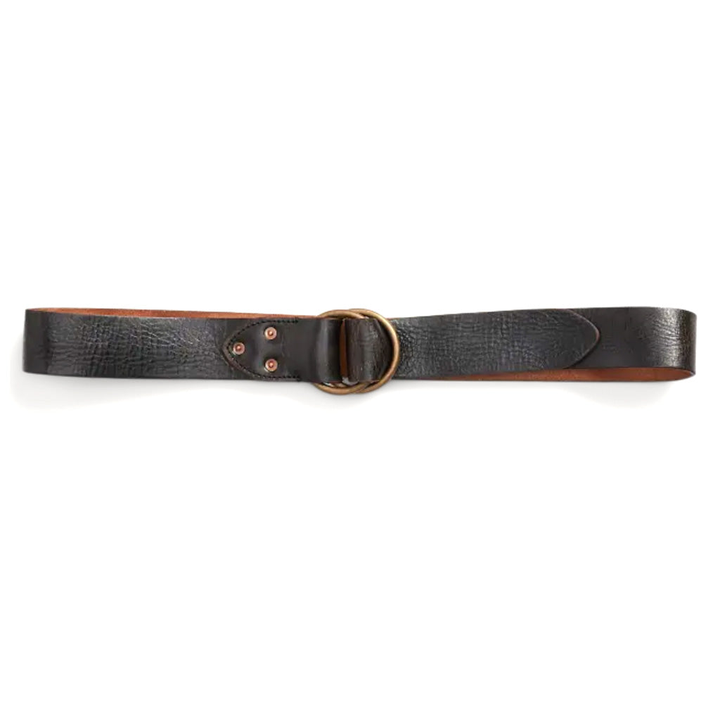 Double RL : LEATHER DOUBLE-O-RING BELT (BLACK)