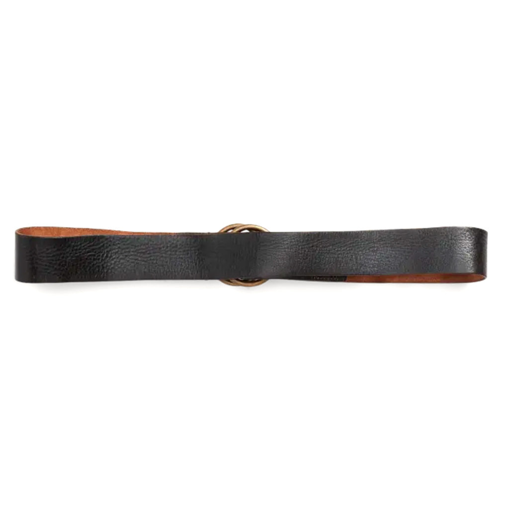 Double RL : LEATHER DOUBLE-O-RING BELT (BLACK)