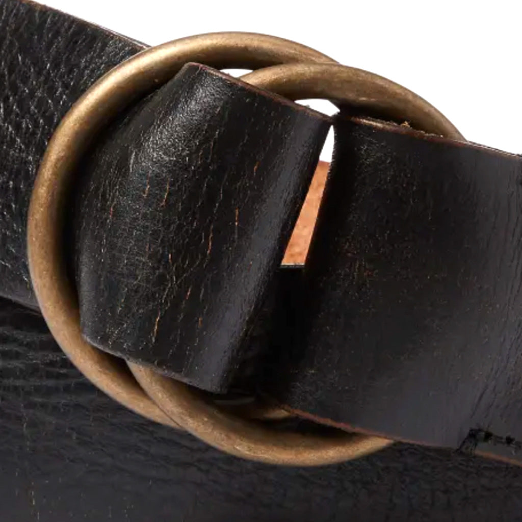 Double RL : LEATHER DOUBLE-O-RING BELT (BLACK)