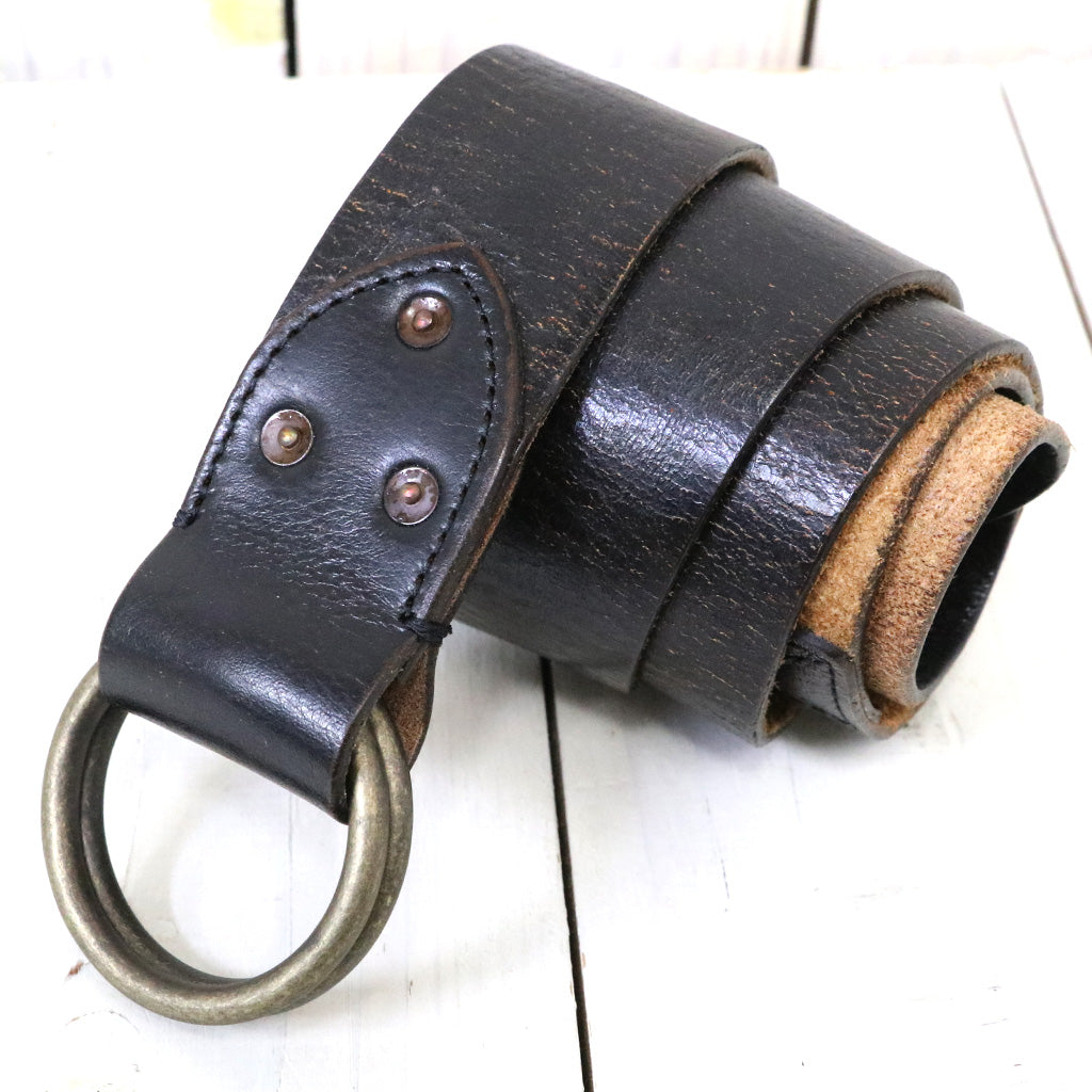 Double RL : LEATHER DOUBLE-O-RING BELT (BLACK)