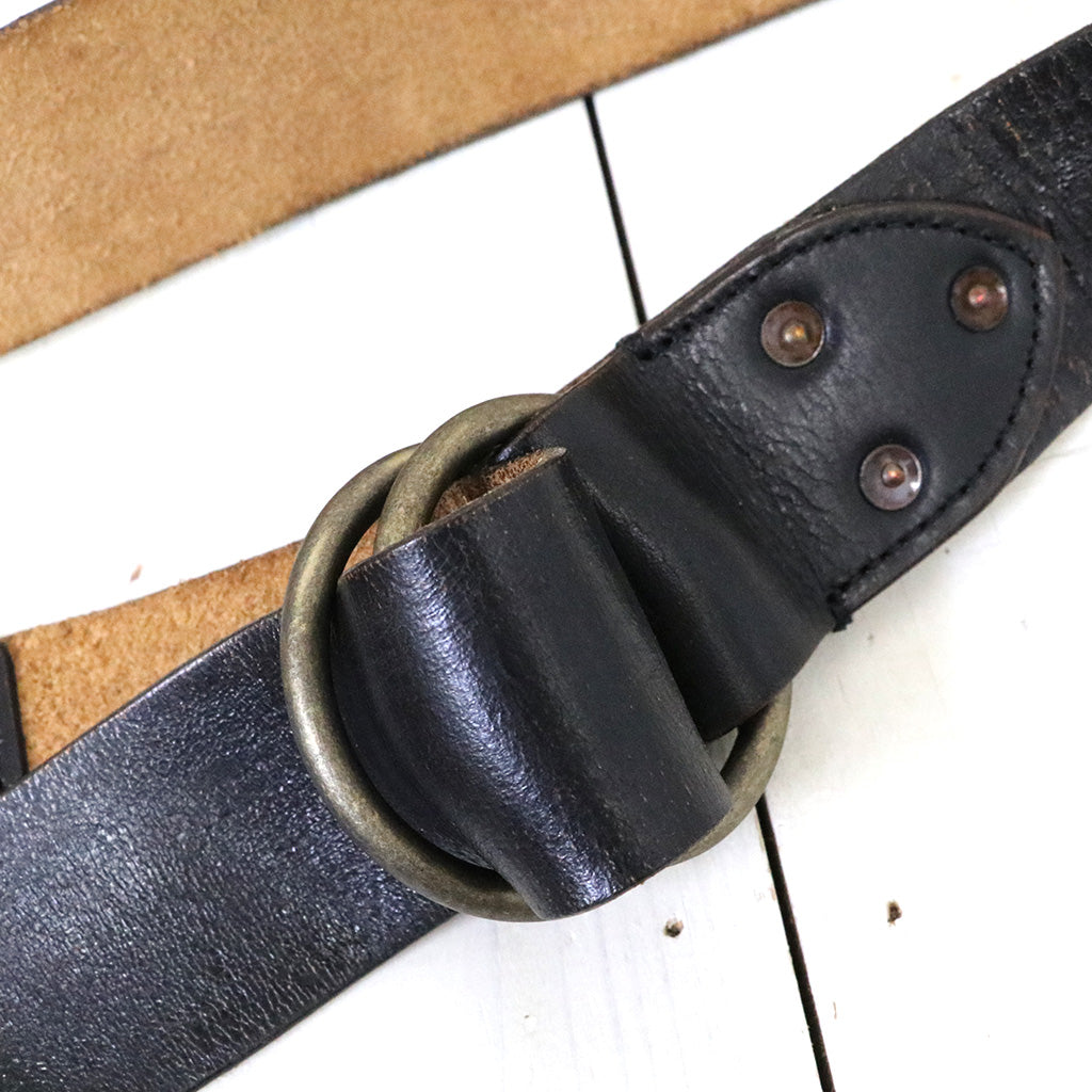 Double RL : LEATHER DOUBLE-O-RING BELT (BLACK)