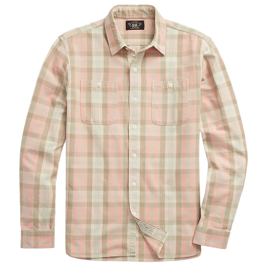 【SALE50%OFF】Double RL『PLAID WOVEN WORK SHIRT』(PINK)