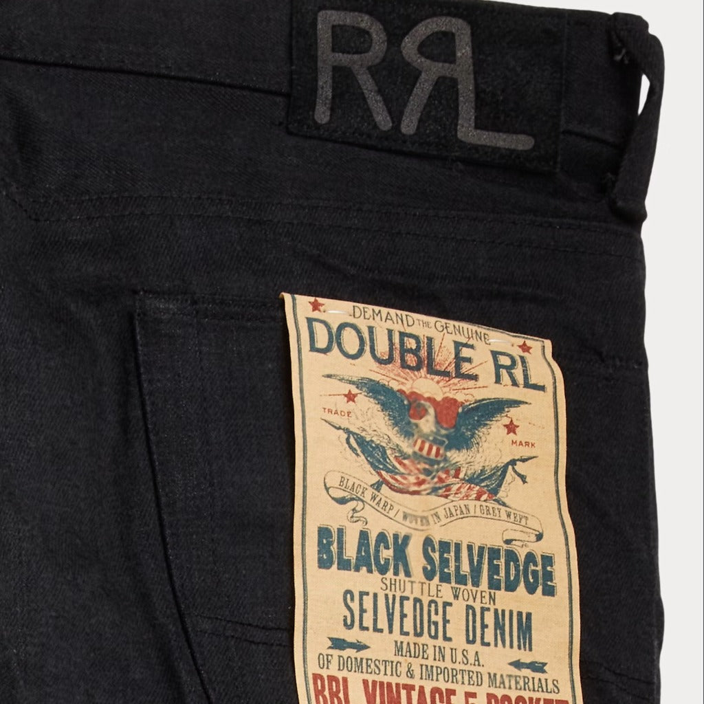 Double RL : VINTAGE 5POCKET BLACK ON BLACK JEAN (BLACK)