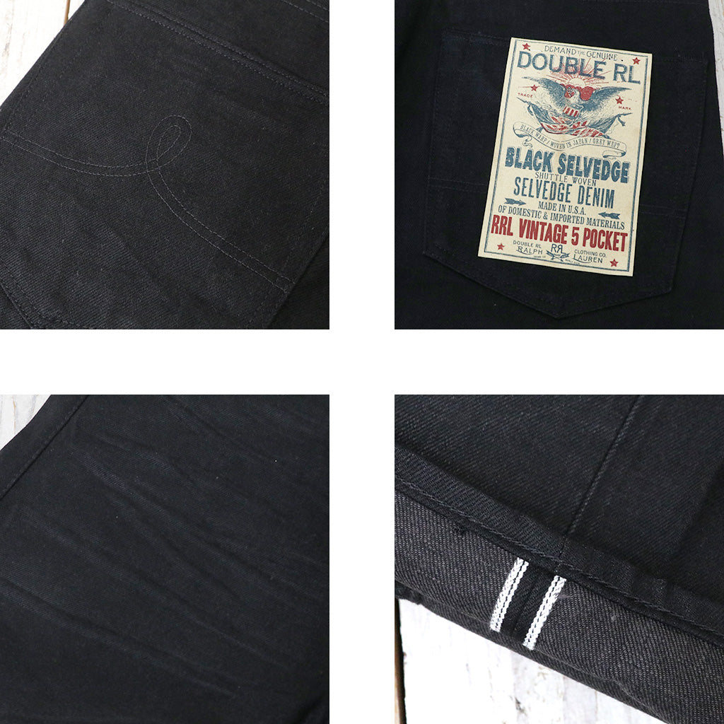 Double RL : VINTAGE 5POCKET BLACK ON BLACK JEAN (BLACK)