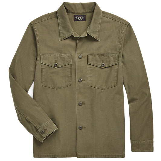 Double RL : REVERSE-SATEEN OVERSHIRT (OLIVE)