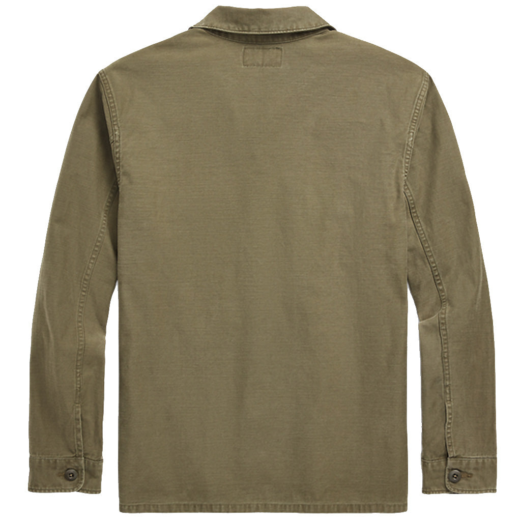Double RL (ダブル アール エル) : REVERSE-SATEEN OVERSHIRT (OLIVE