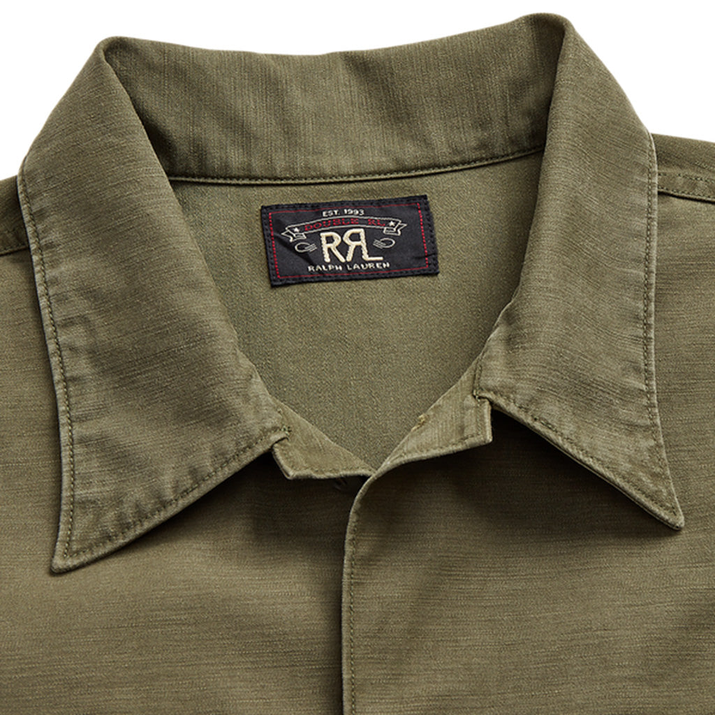 Double RL : REVERSE-SATEEN OVERSHIRT (OLIVE)