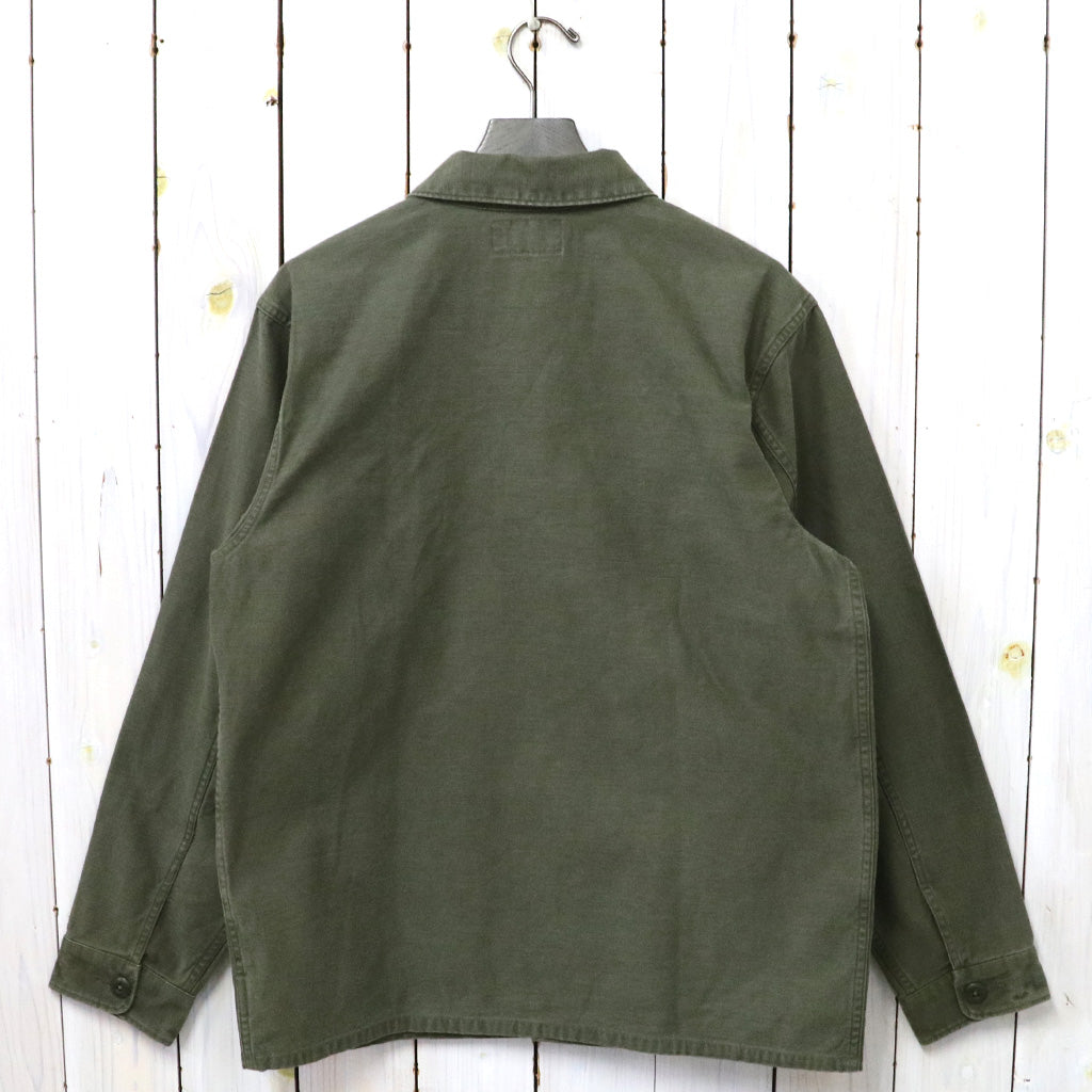 Double RL : REVERSE-SATEEN OVERSHIRT (OLIVE)