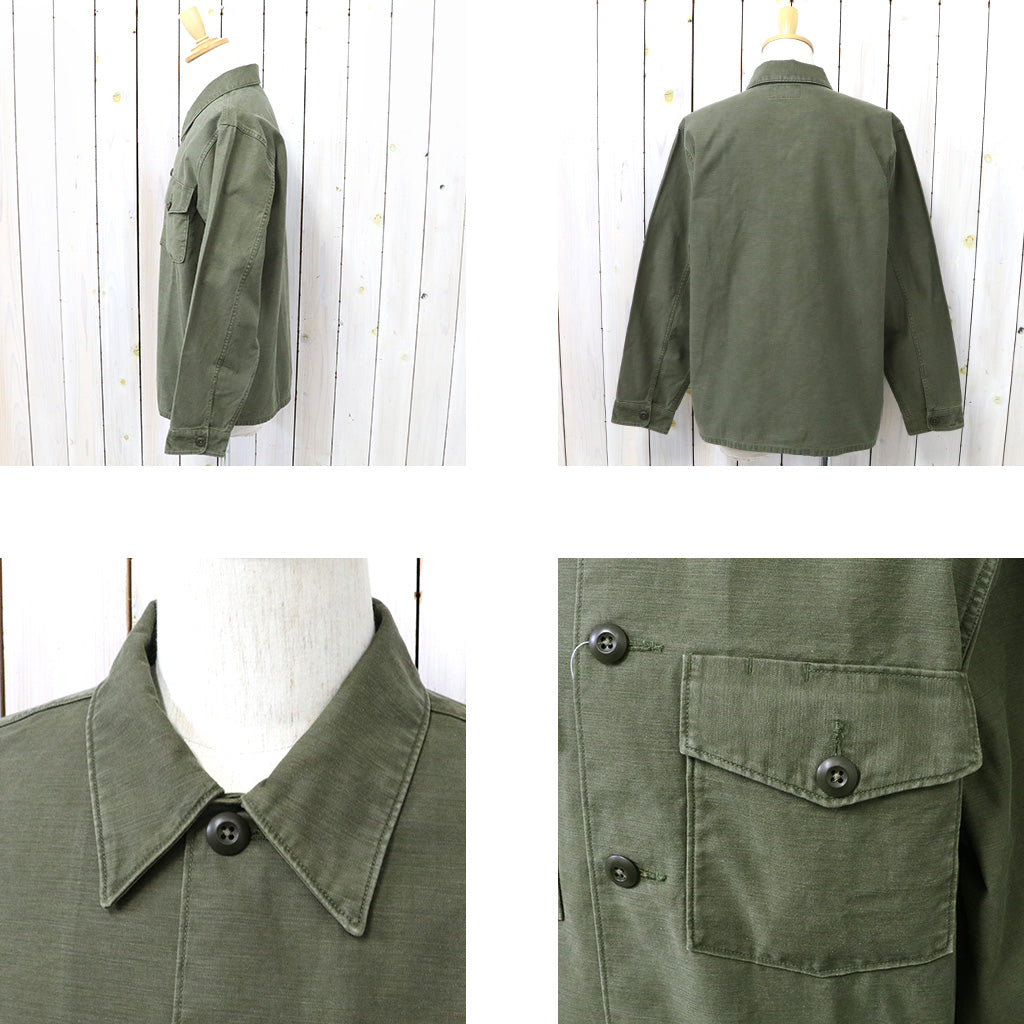Double RL : REVERSE-SATEEN OVERSHIRT (OLIVE)