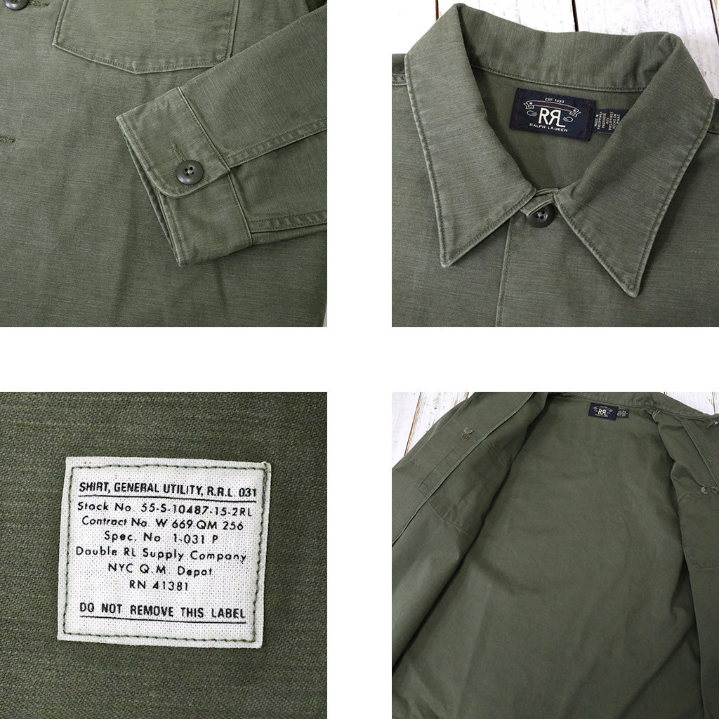 Double RL : REVERSE-SATEEN OVERSHIRT (OLIVE)