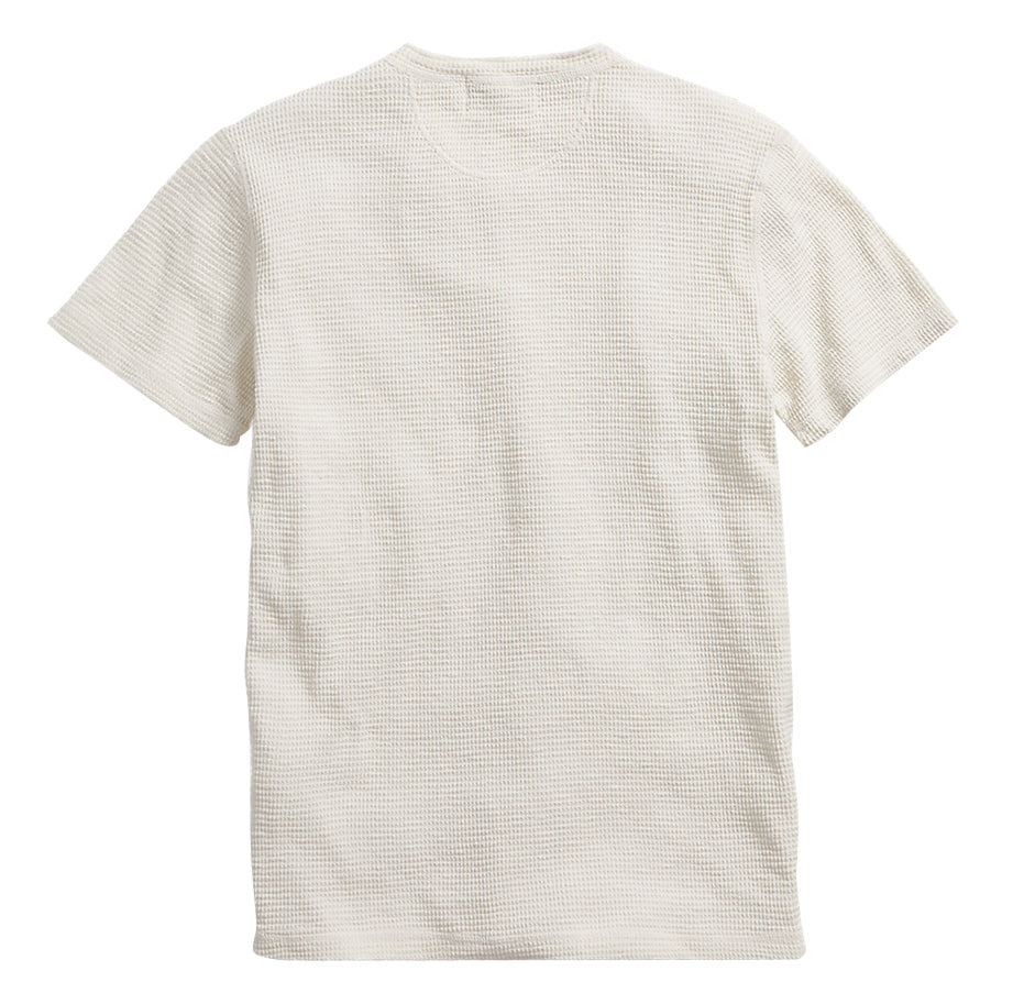 Double RL : WAFFLE-KNIT SHORT-SLEEVE HENLEY SHIRT (NATURAL)