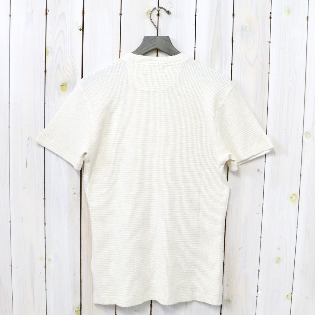 Double RL : WAFFLE-KNIT SHORT-SLEEVE HENLEY SHIRT (NATURAL)