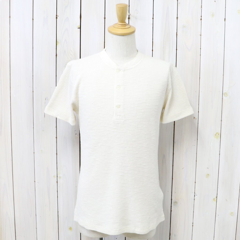 Double RL : WAFFLE-KNIT SHORT-SLEEVE HENLEY SHIRT (NATURAL)