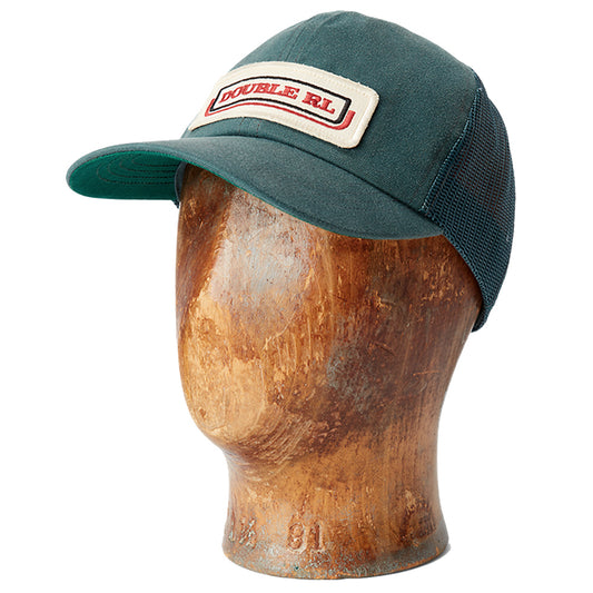 Double RL : LOGO-PATCH TWILL TRUCKER CAP (GREEN)