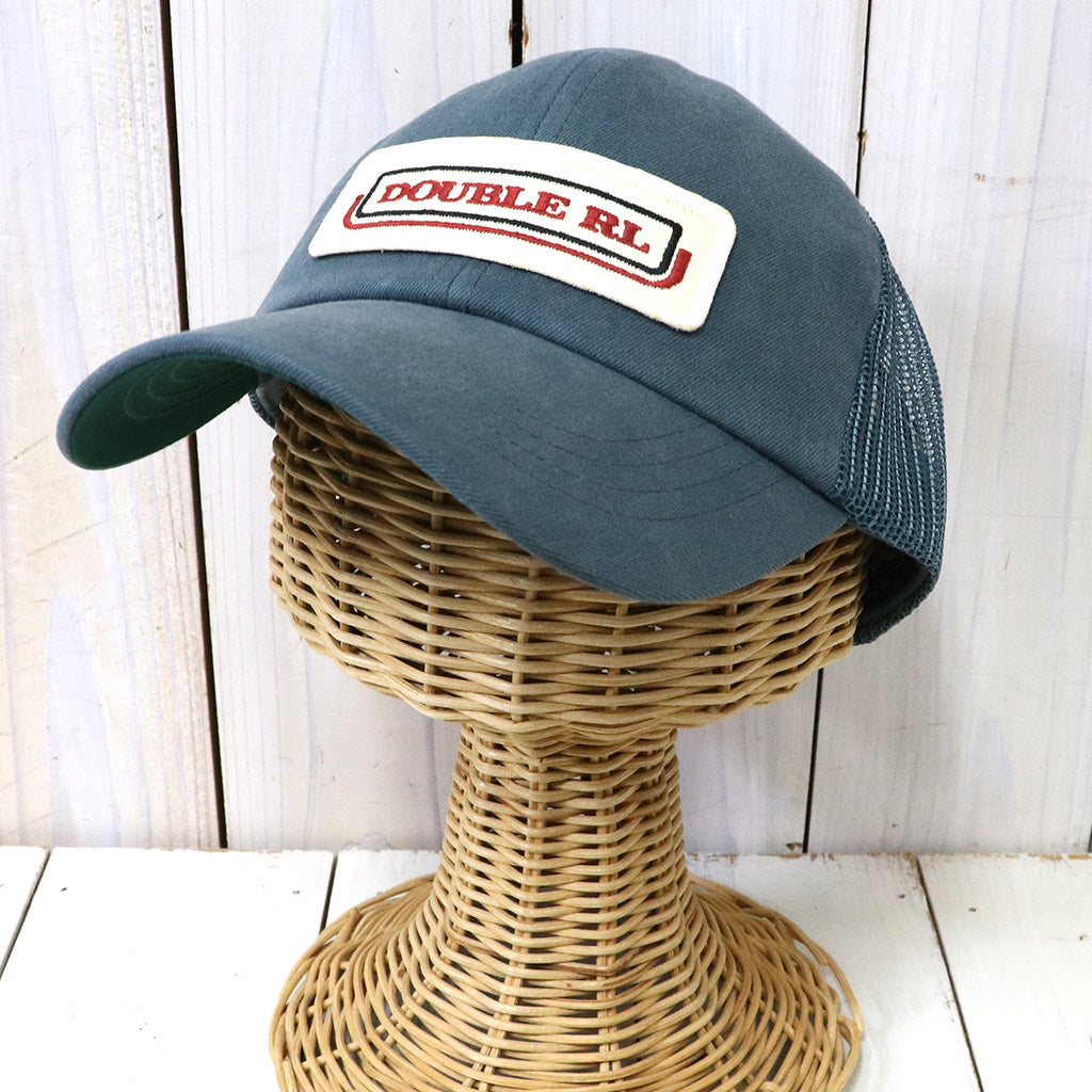 Double RL : LOGO-PATCH TWILL TRUCKER CAP (GREEN)