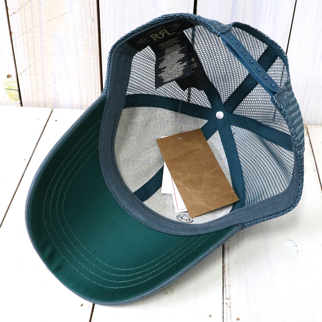 Double RL : LOGO-PATCH TWILL TRUCKER CAP (GREEN)