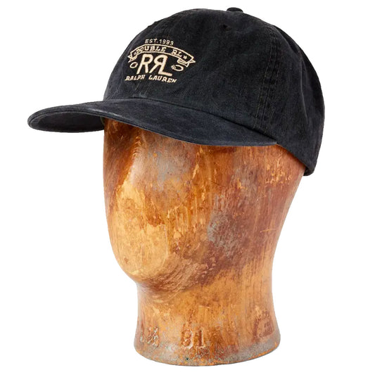 Double RL : RRL RANCH LOGO TWILL BALL CAP (BLACK)
