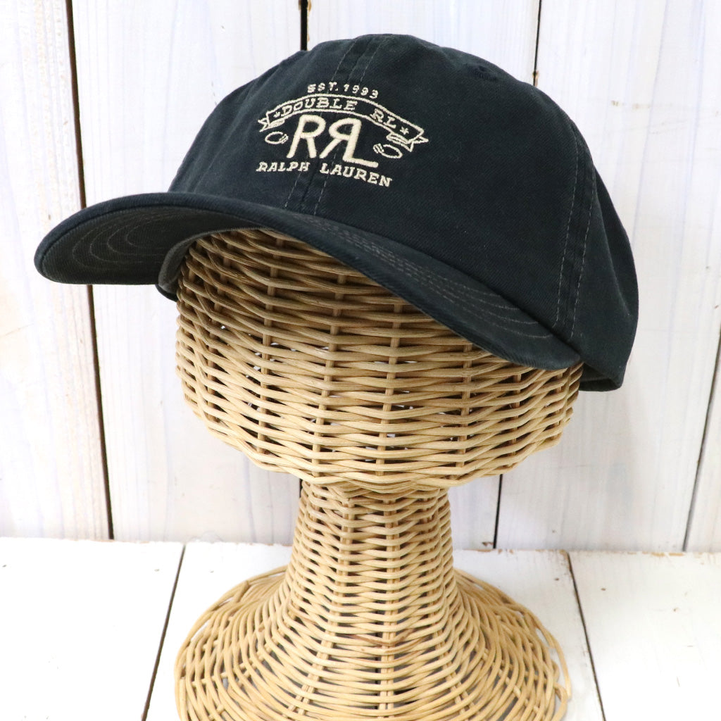 Double RL : RRL RANCH LOGO TWILL BALL CAP (BLACK)