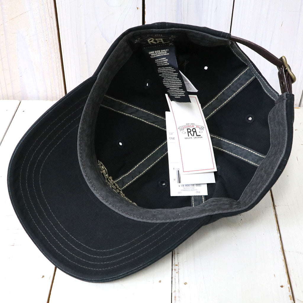Double RL : RRL RANCH LOGO TWILL BALL CAP (BLACK)