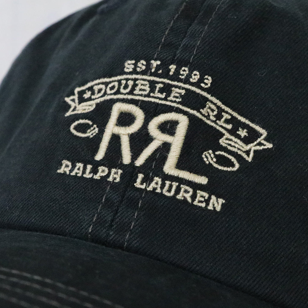 Double RL : RRL RANCH LOGO TWILL BALL CAP (BLACK)