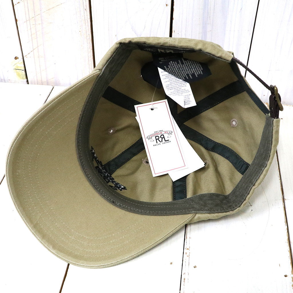 Double RL : RRL RANCH LOGO TWILL BALL CAP (KHAKI)