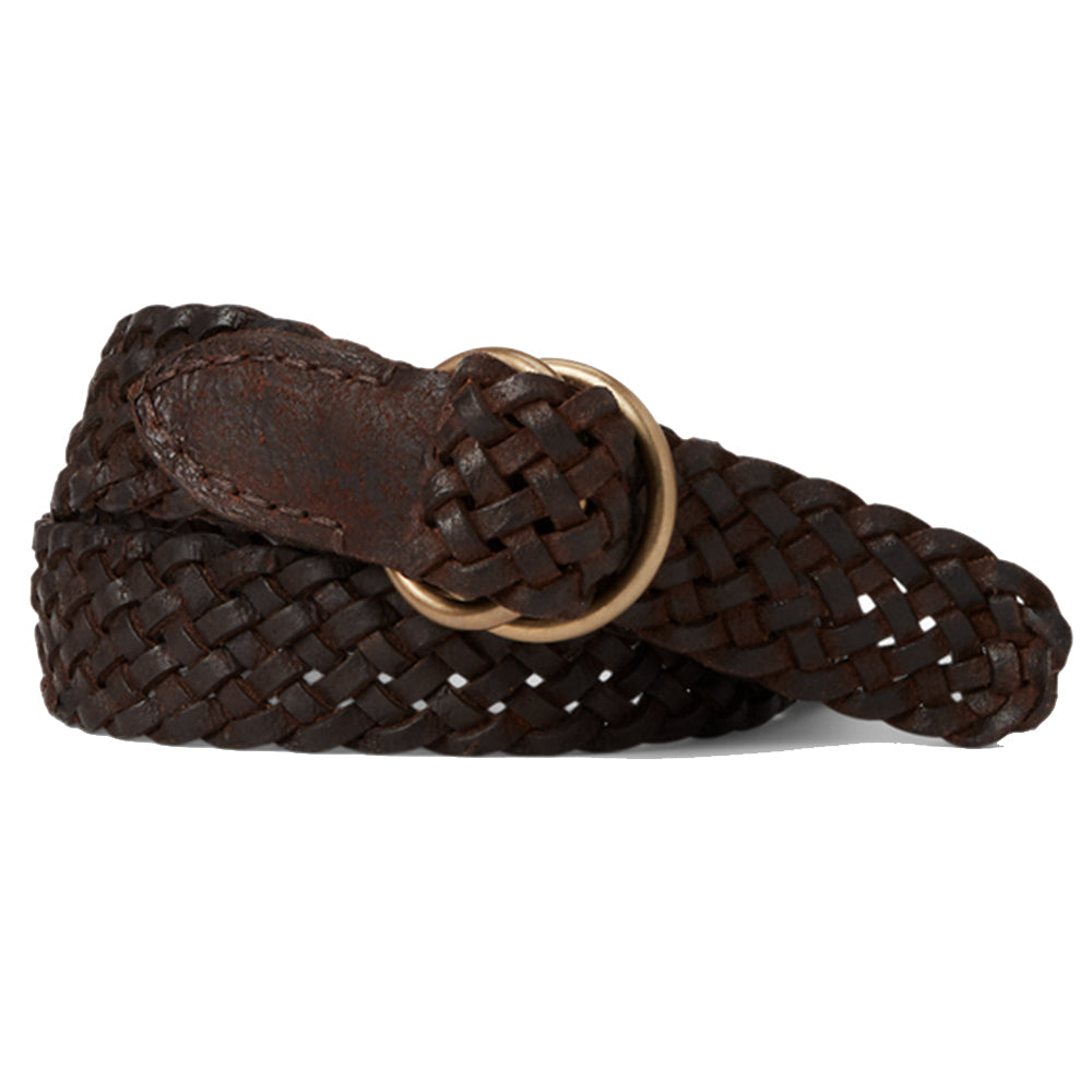 Double RL : BLADED LEATHER BELT (BROWN)
