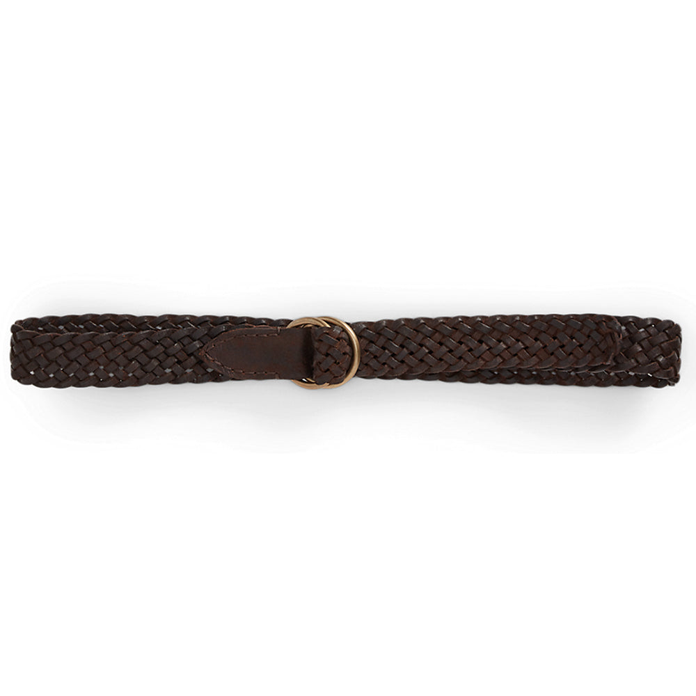 Double RL : BLADED LEATHER BELT (BROWN)