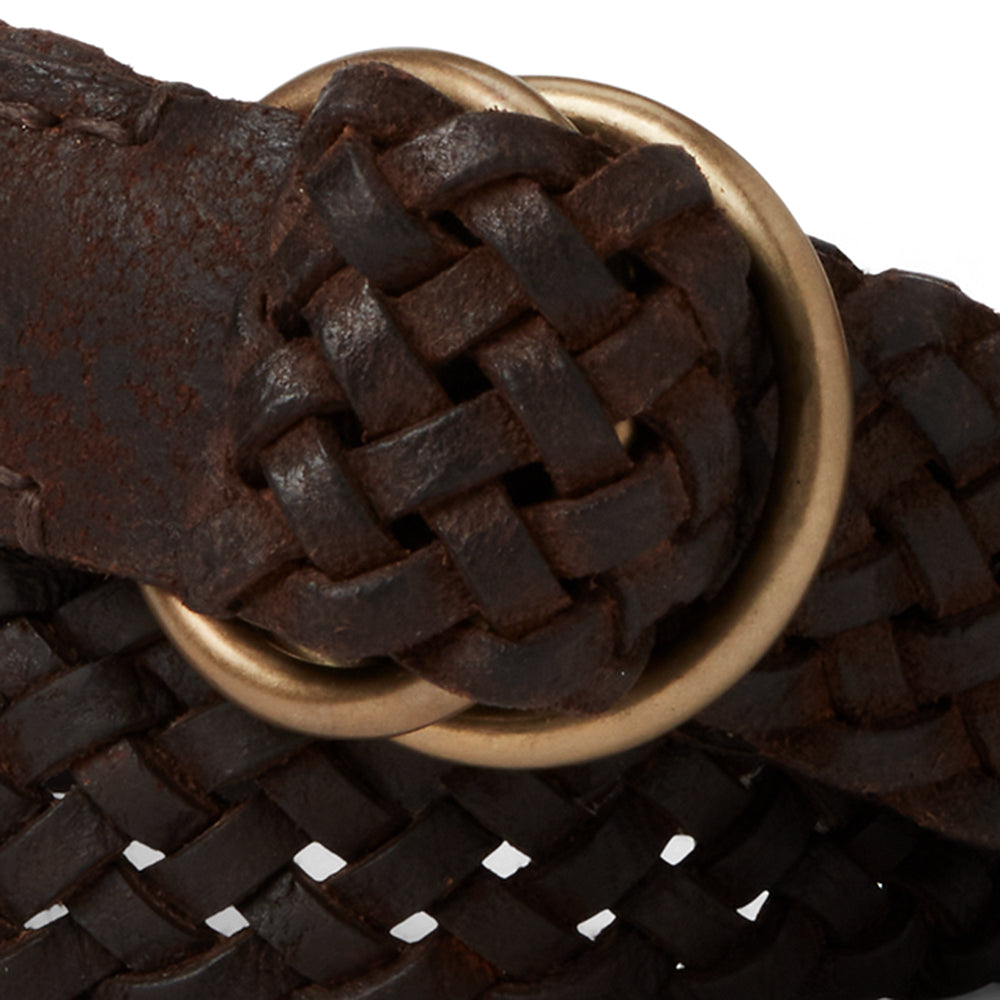Double RL : BLADED LEATHER BELT (BROWN)