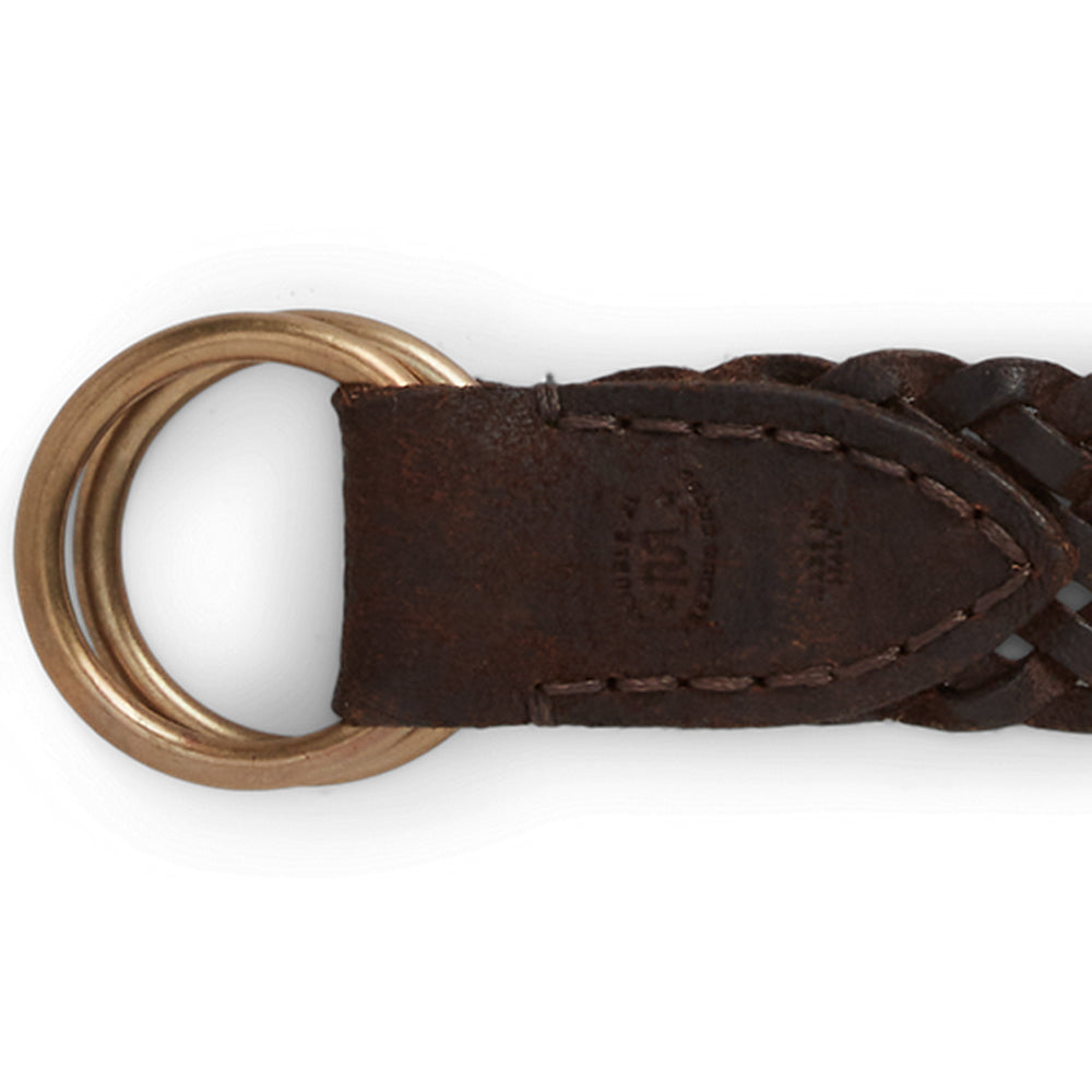 Double RL : BLADED LEATHER BELT (BROWN)