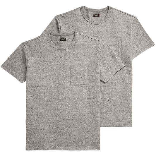 Double RL : GARMENT-DYED POCKET T-SHIRT 2PACK (GRAY)