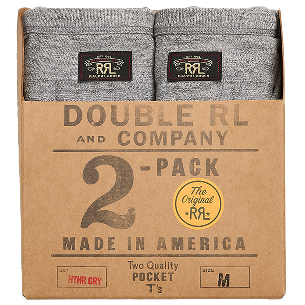 Double RL : GARMENT-DYED POCKET T-SHIRT 2PACK (GRAY)