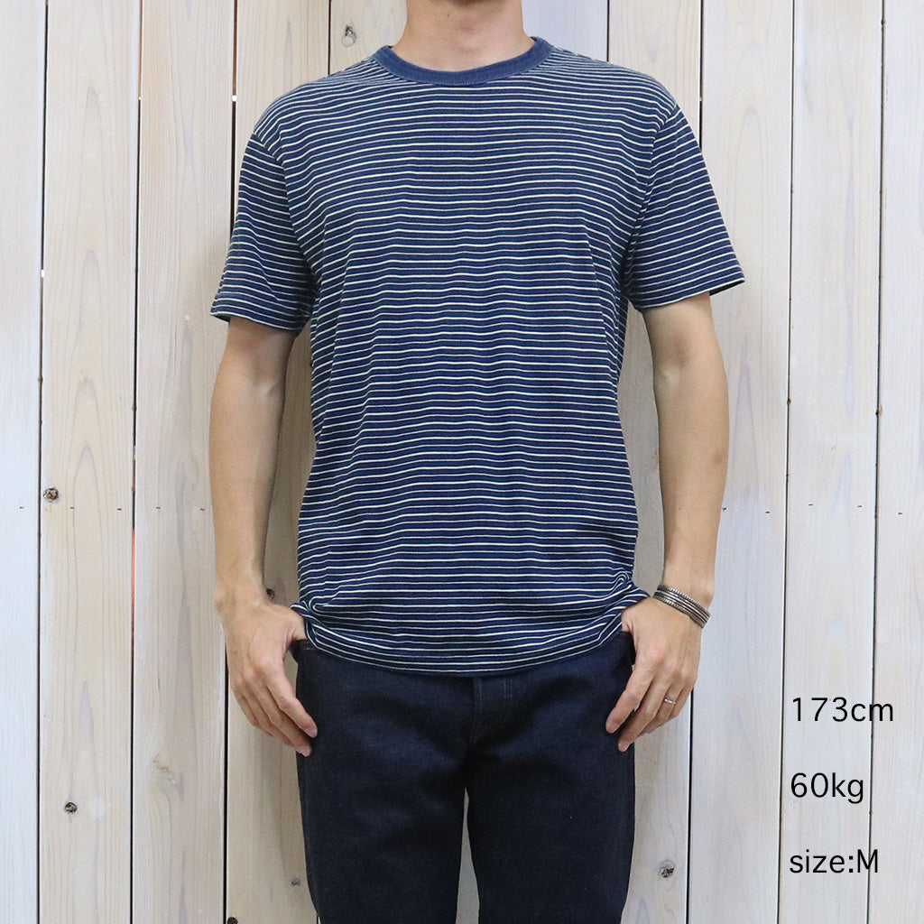 Double RL : STRIPED JERSEY CREWNECK T-SHIRT (NAVY)