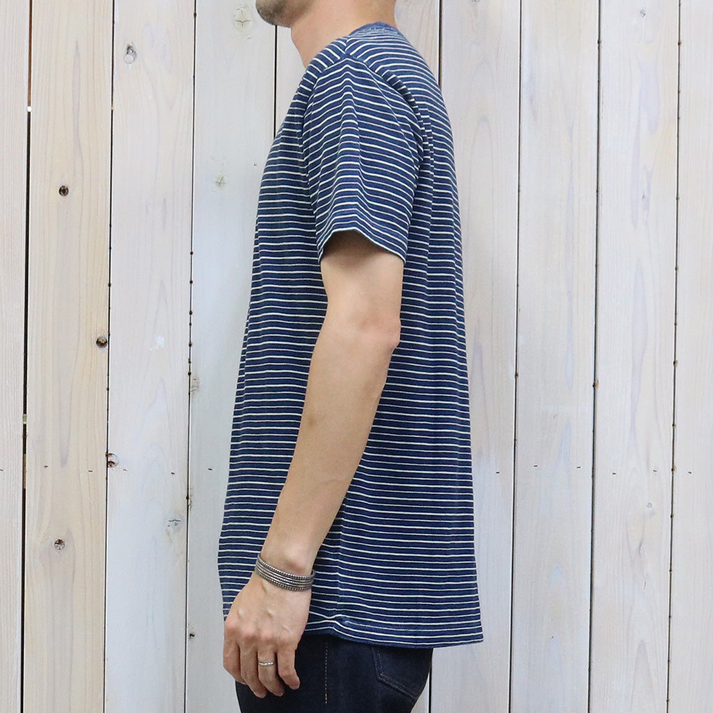 Double RL : STRIPED JERSEY CREWNECK T-SHIRT (NAVY)