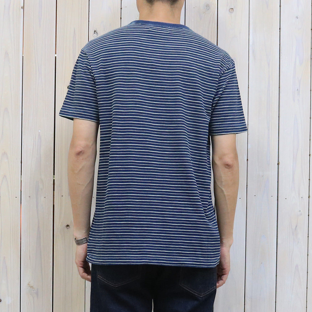 Double RL : STRIPED JERSEY CREWNECK T-SHIRT (NAVY)