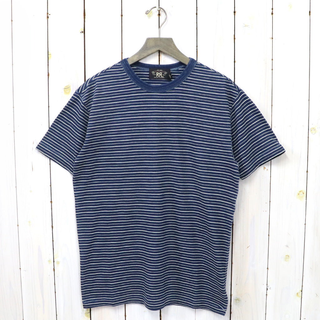 Double RL : STRIPED JERSEY CREWNECK T-SHIRT (NAVY)