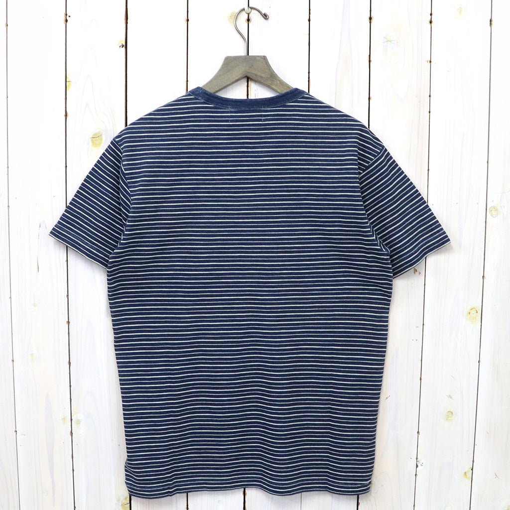 Double RL : STRIPED JERSEY CREWNECK T-SHIRT (NAVY)