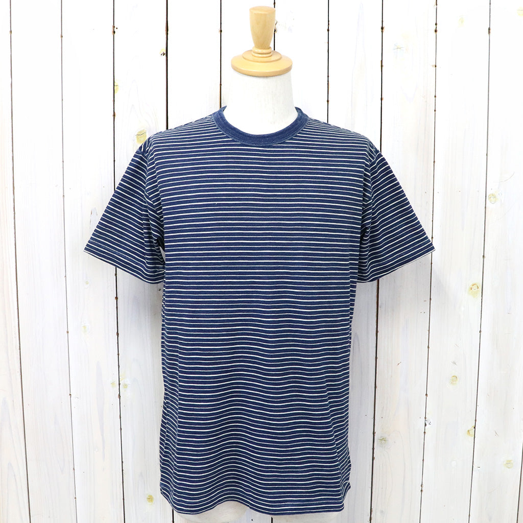 Double RL : STRIPED JERSEY CREWNECK T-SHIRT (NAVY)