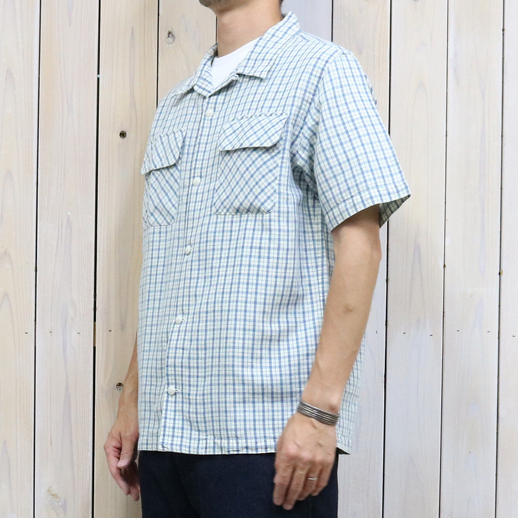 【SALE40%OFF】Double RL『CHECKED COTTON-LINEN CAMP SHIRT』(NAVY)